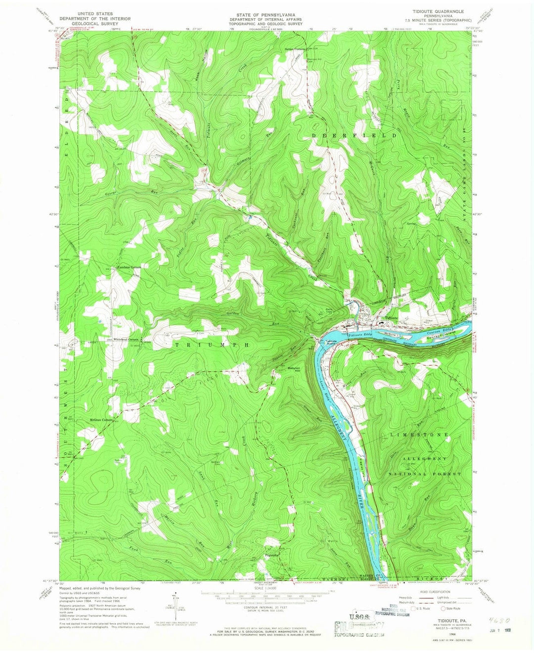 1966 Tidioute, PA - Pennsylvania - USGS Topographic Map