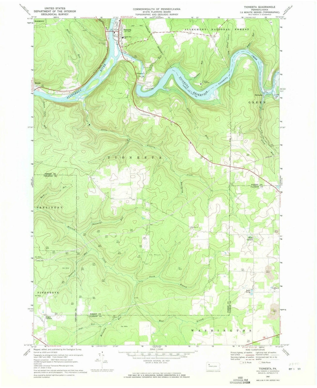 1967 Tionesta, PA - Pennsylvania - USGS Topographic Map