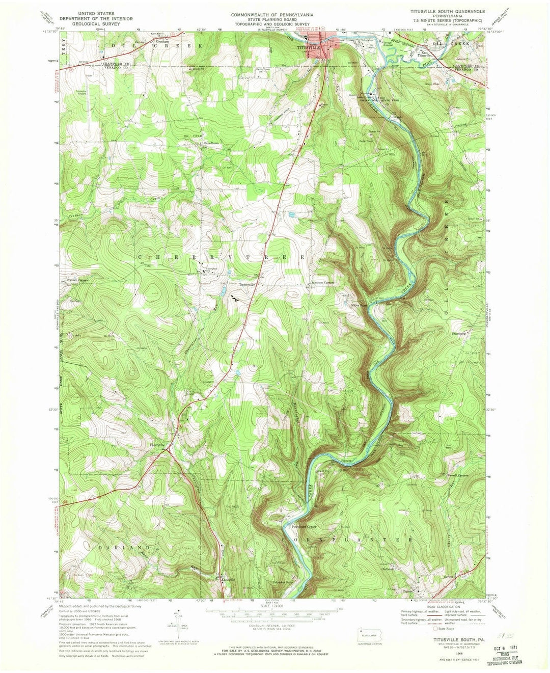 1968 Titusville South, PA - Pennsylvania - USGS Topographic Map