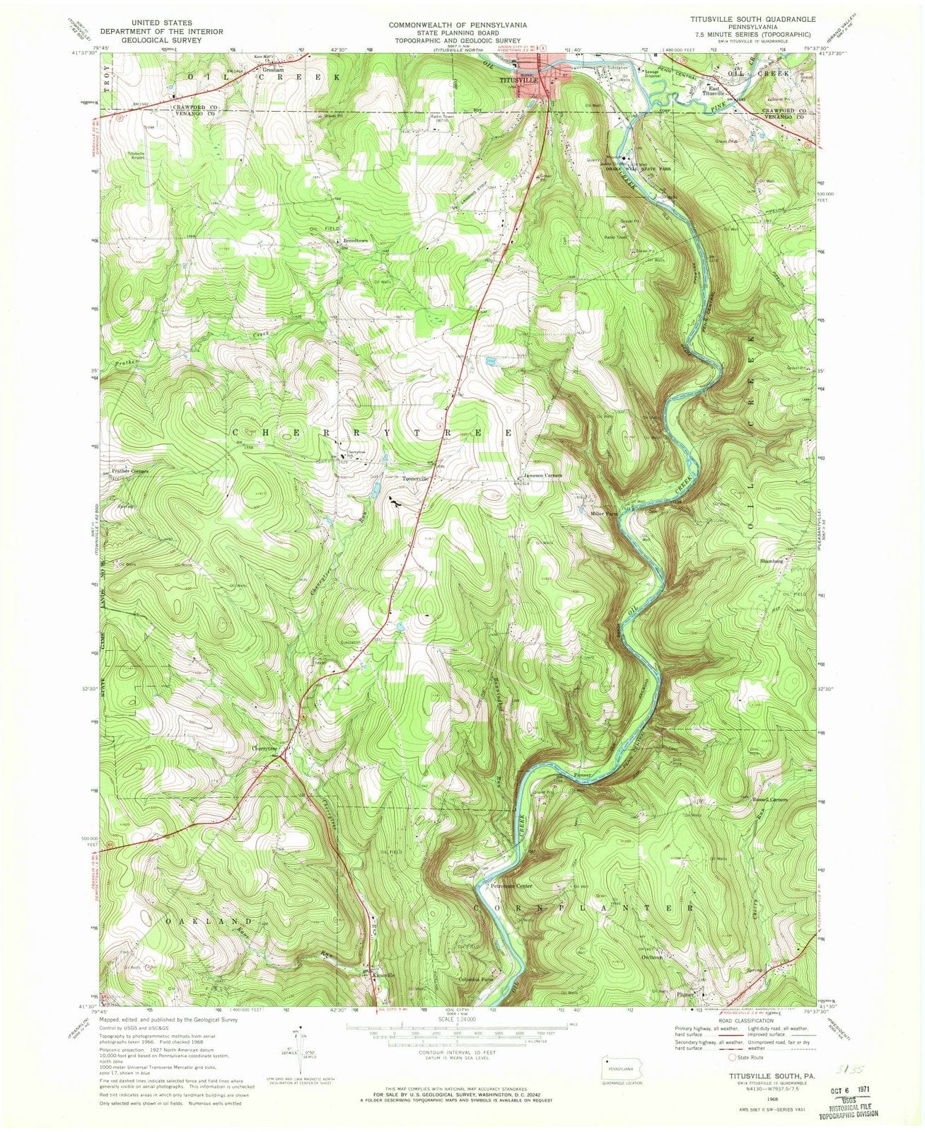 1968 Titusville South, PA - Pennsylvania - USGS Topographic Map