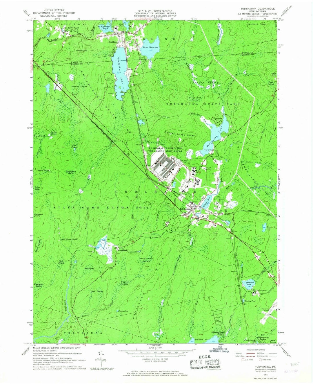 1965 Tobyhanna, PA - Pennsylvania - USGS Topographic Map