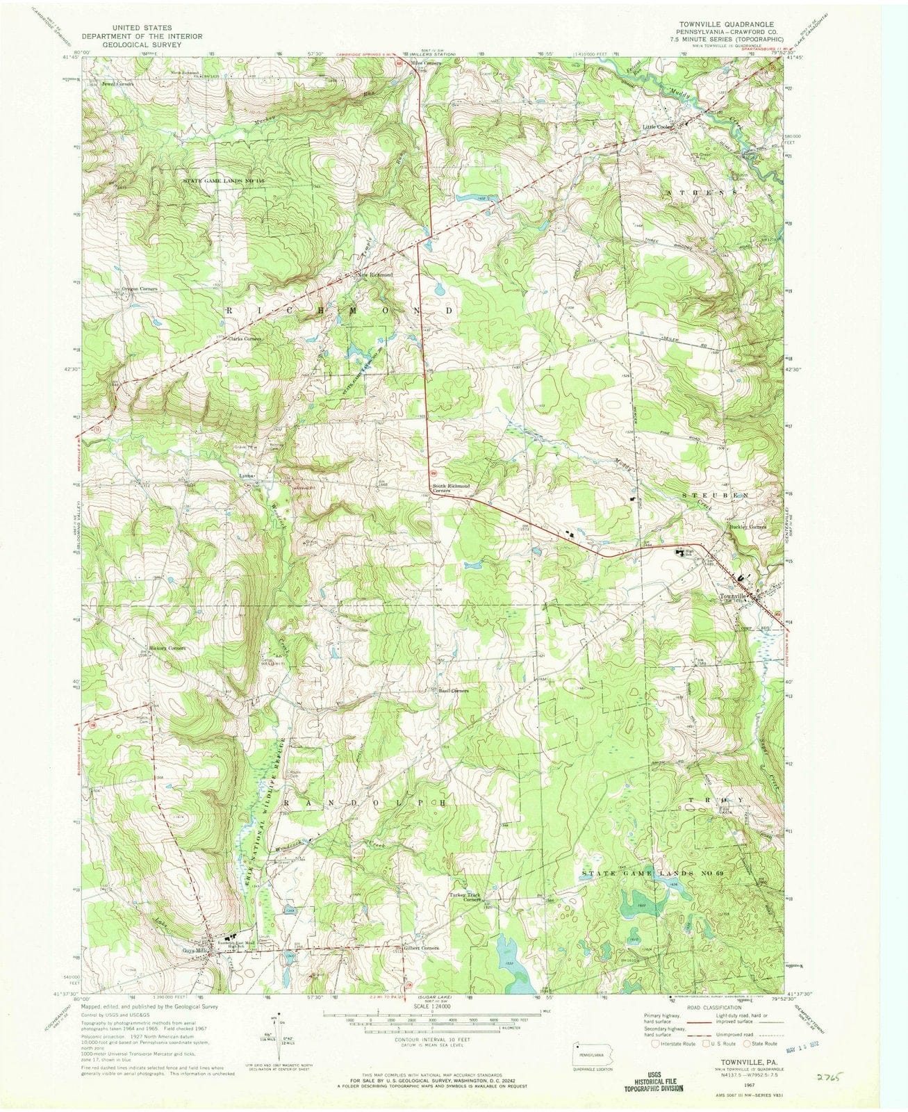 1967 Townville, PA - Pennsylvania - USGS Topographic Map