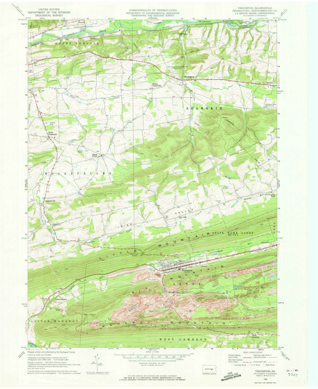 1969 Trevorton, PA - Pennsylvania - USGS Topographic Map