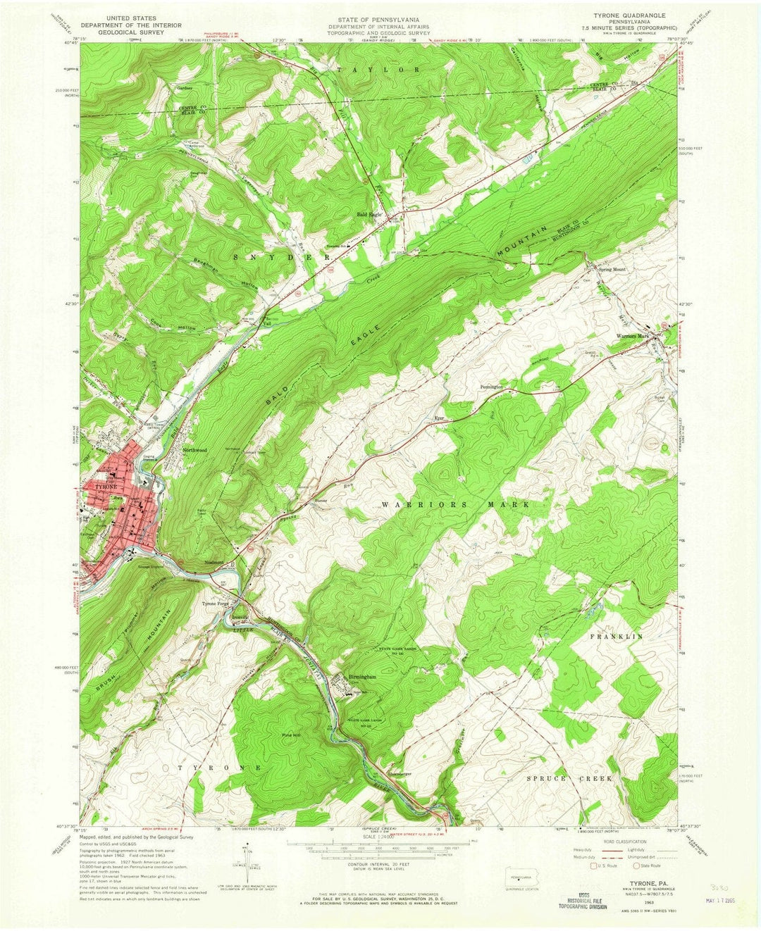 1963 Tyrone, PA - Pennsylvania - USGS Topographic Map