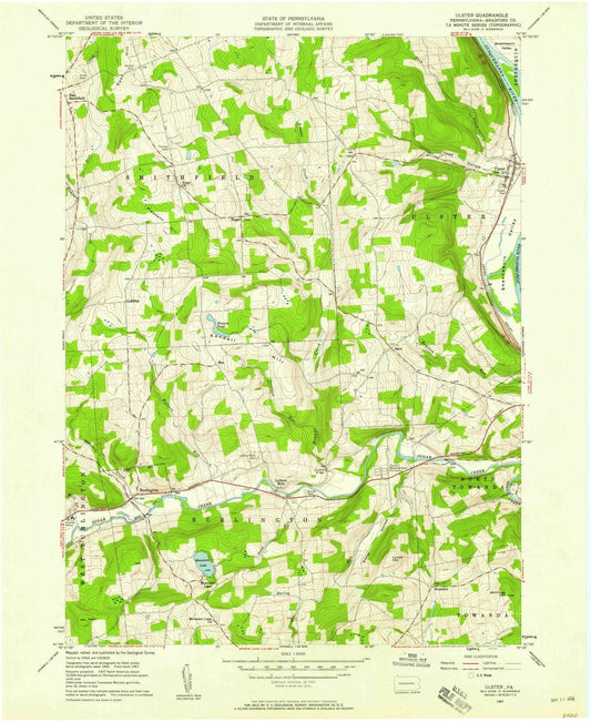 1957 Ulster, PA - Pennsylvania - USGS Topographic Map