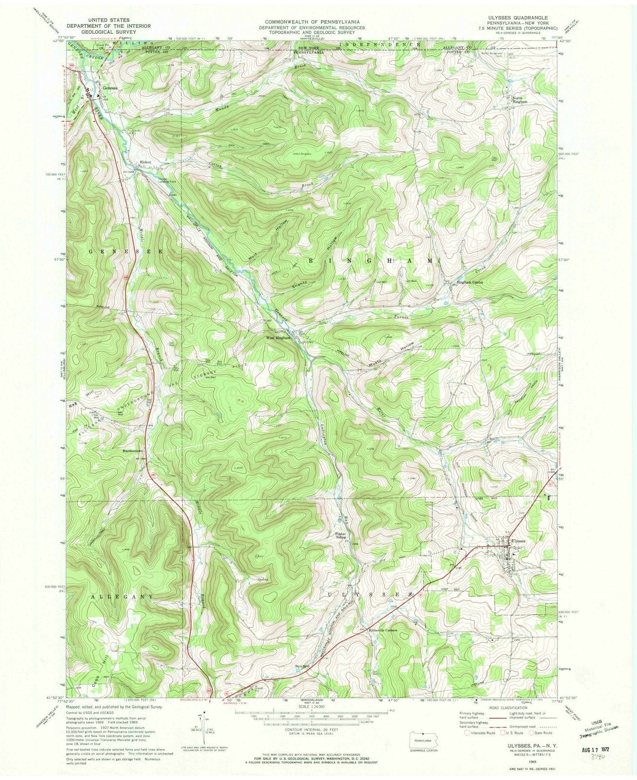 1969 Ulysses, PA - Pennsylvania - USGS Topographic Map