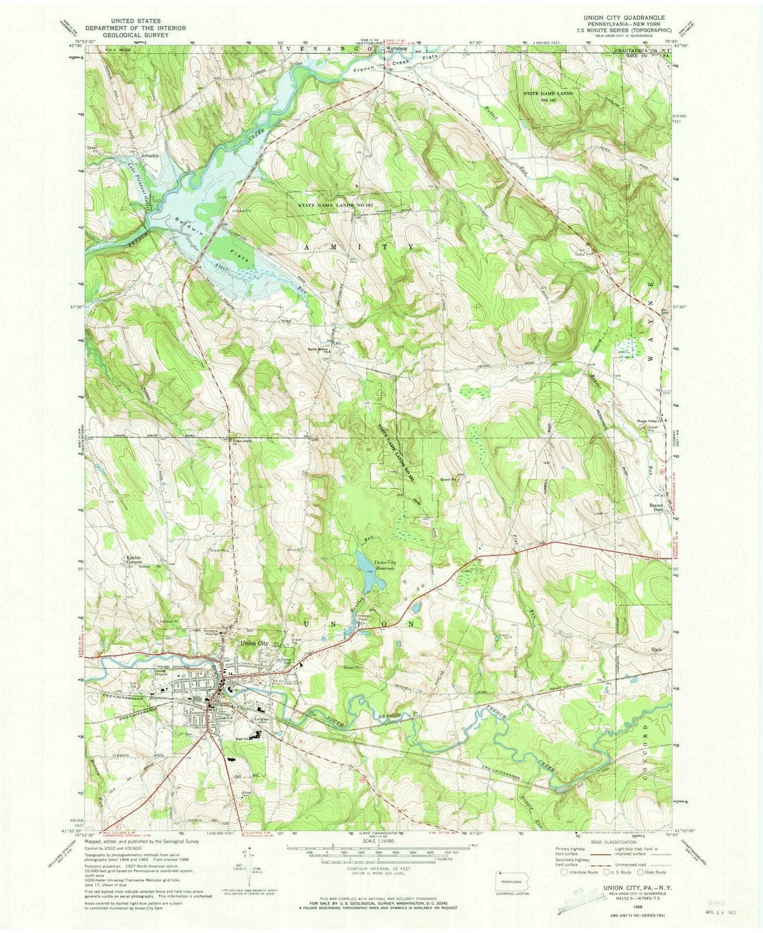 1968 Union City, PA - Pennsylvania - USGS Topographic Map