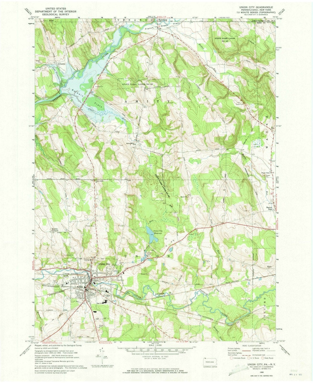 1968 Union City, PA - Pennsylvania - USGS Topographic Map