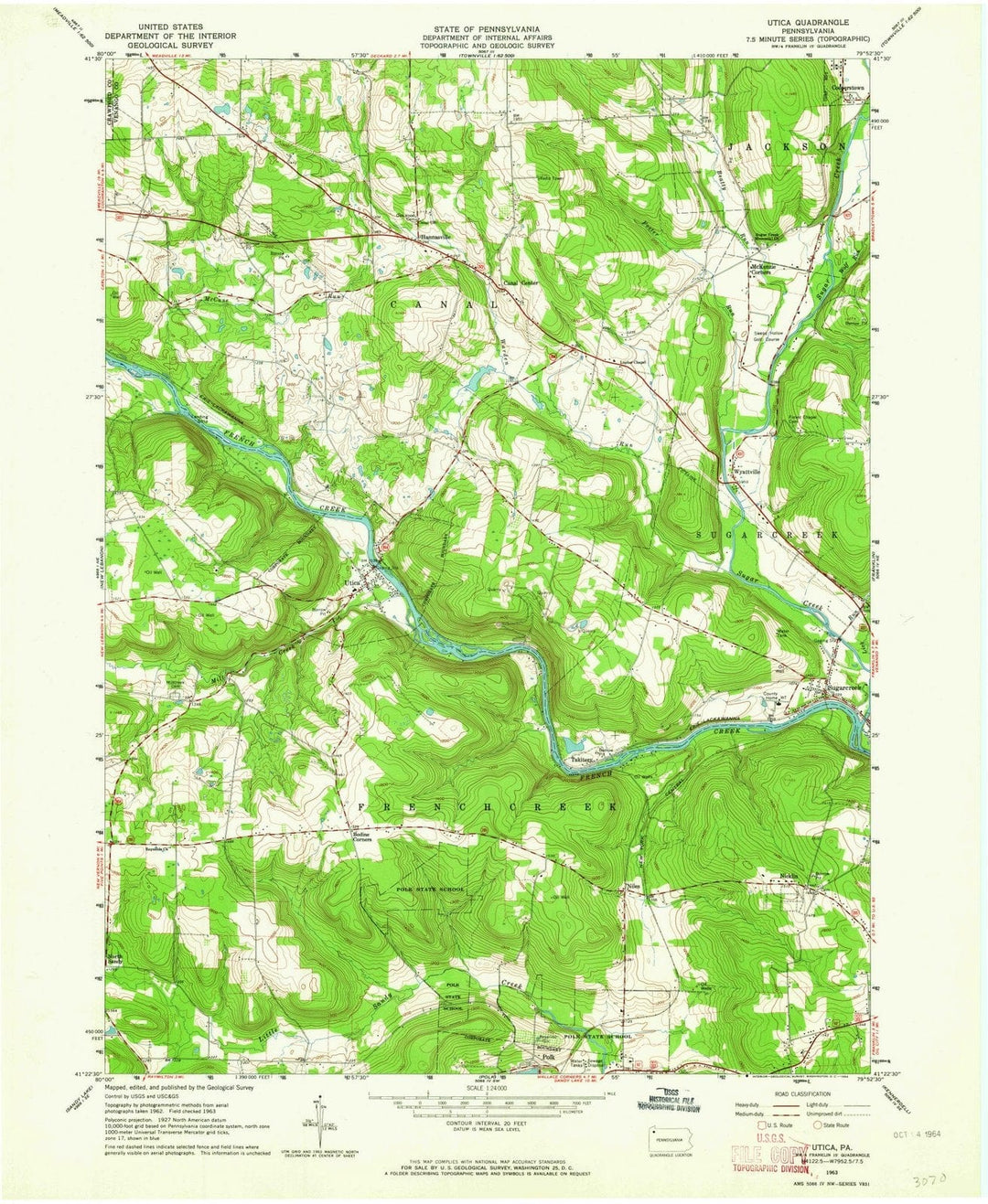 1963 Utica, PA - Pennsylvania - USGS Topographic Map