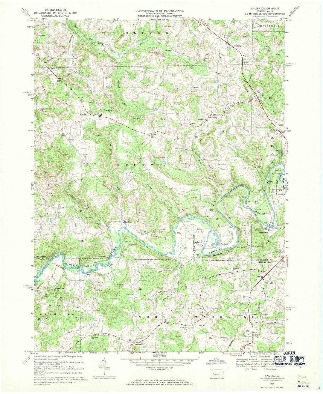 1968 Valier, PA - Pennsylvania - USGS Topographic Map