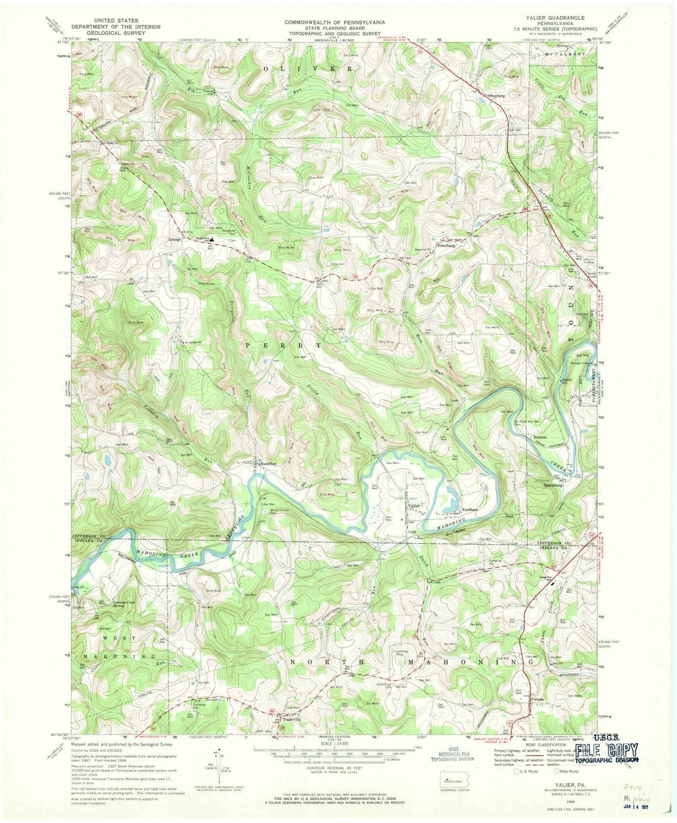 1968 Valier, PA - Pennsylvania - USGS Topographic Map