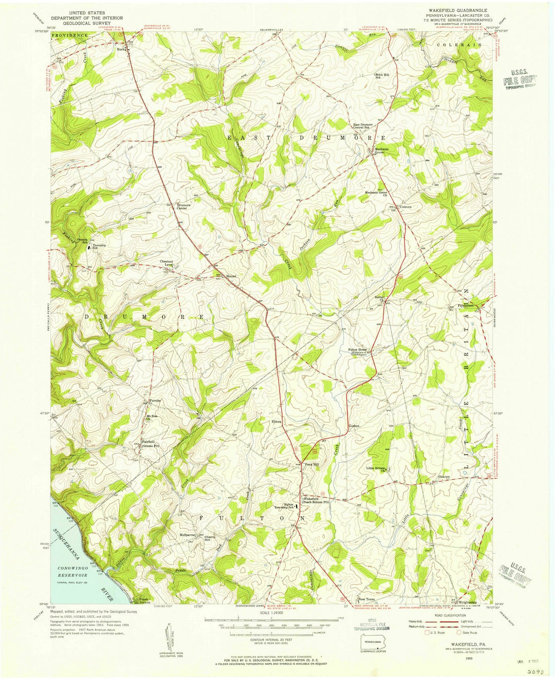 1955 Wakefield, PA - Pennsylvania - USGS Topographic Map