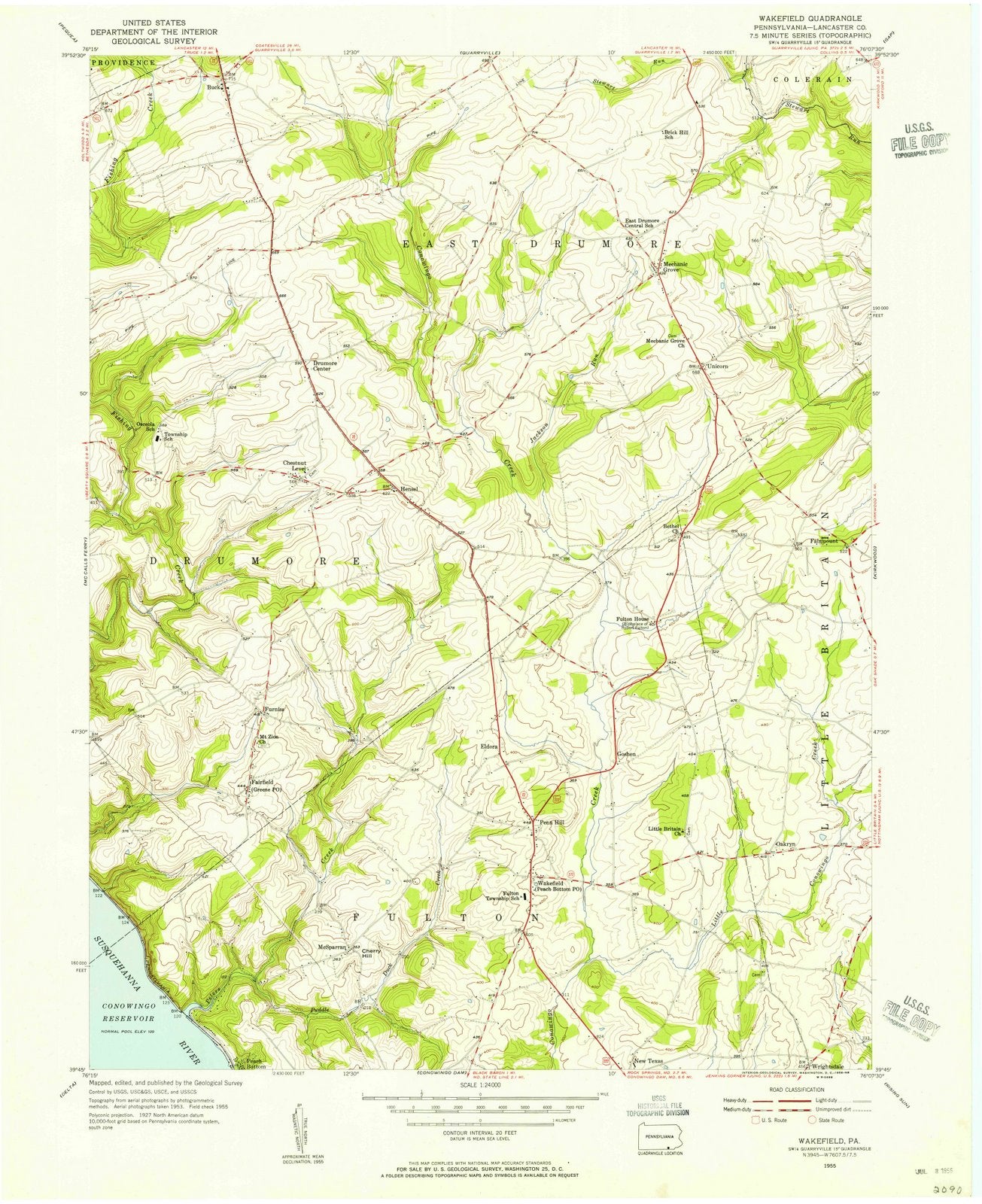 1955 Wakefield, PA - Pennsylvania - USGS Topographic Map