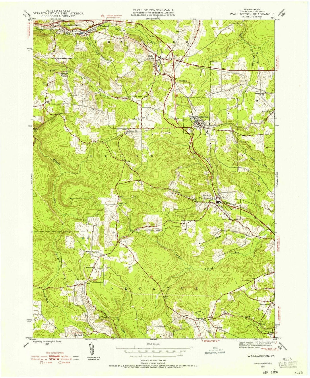 1945 Wallaceton, PA - Pennsylvania - USGS Topographic Map