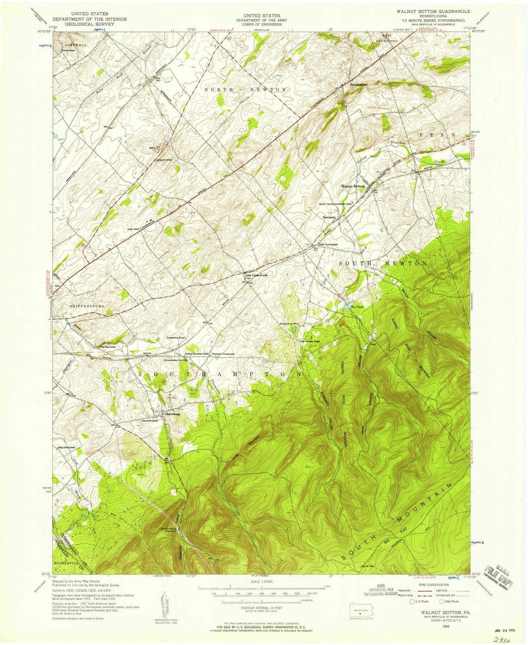 1952 Walnut Bottom, PA - Pennsylvania - USGS Topographic Map
