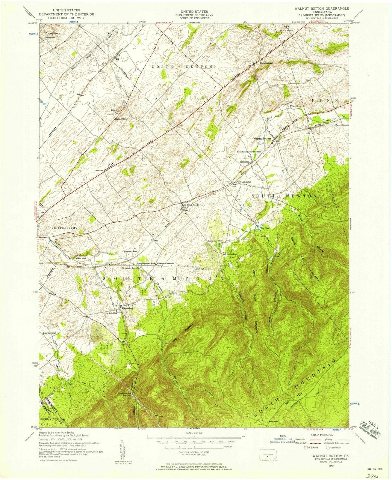 1952 Walnut Bottom, PA - Pennsylvania - USGS Topographic Map
