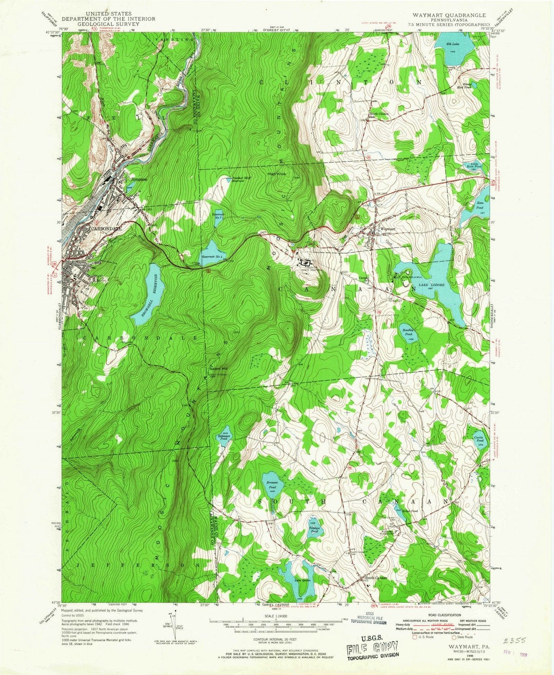1946 Waymart, PA - Pennsylvania - USGS Topographic Map