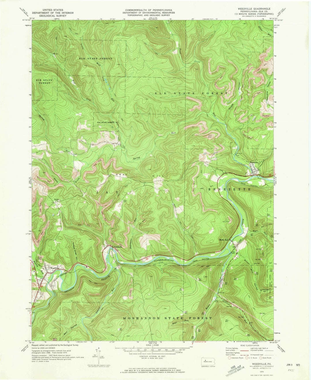 1970 Weedville, PA - Pennsylvania - USGS Topographic Map