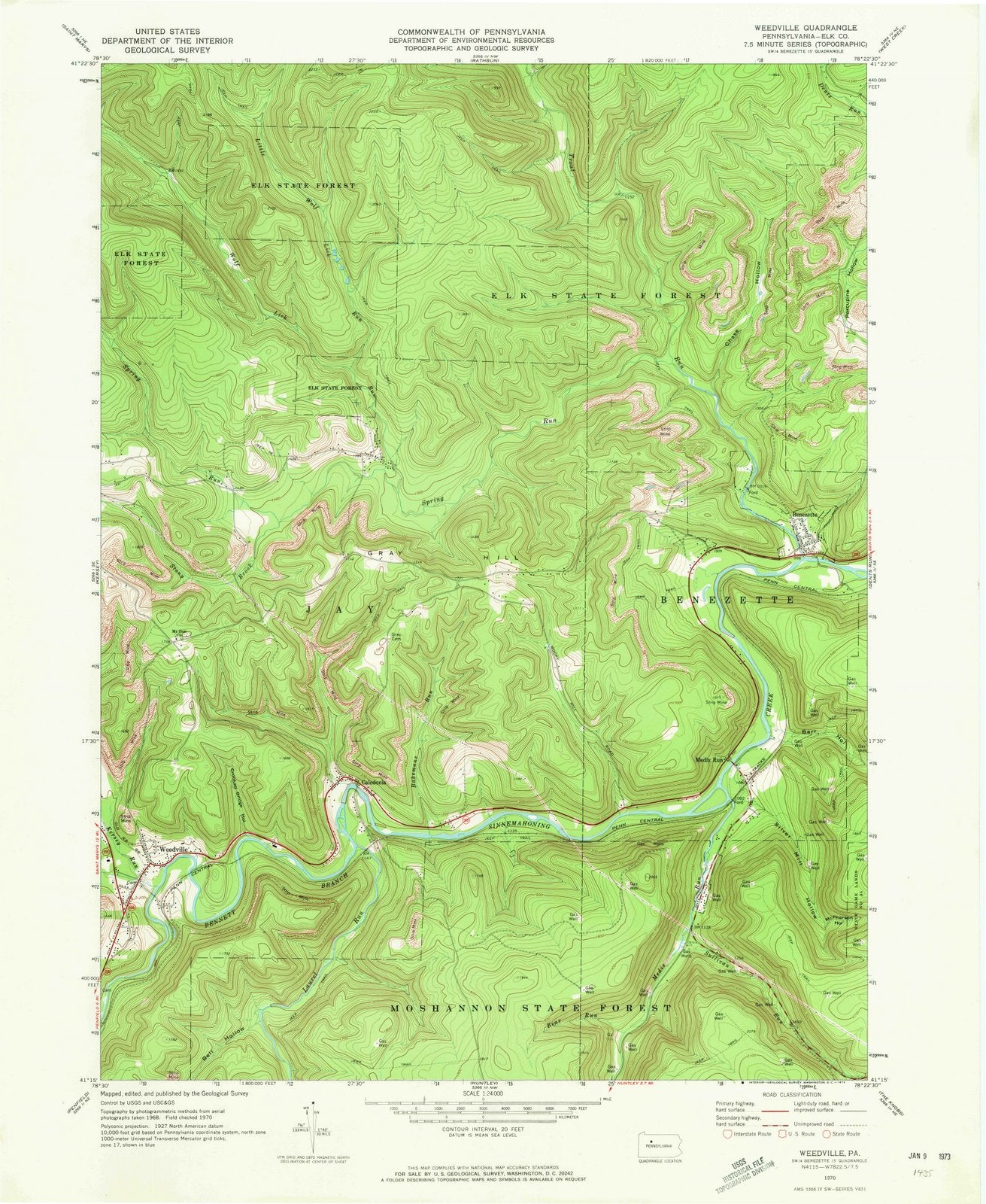 1970 Weedville, PA - Pennsylvania - USGS Topographic Map