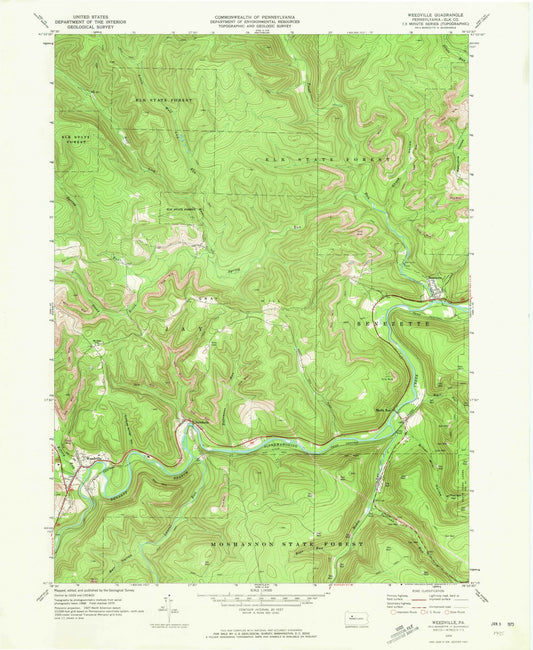 1970 Weedville, PA - Pennsylvania - USGS Topographic Map