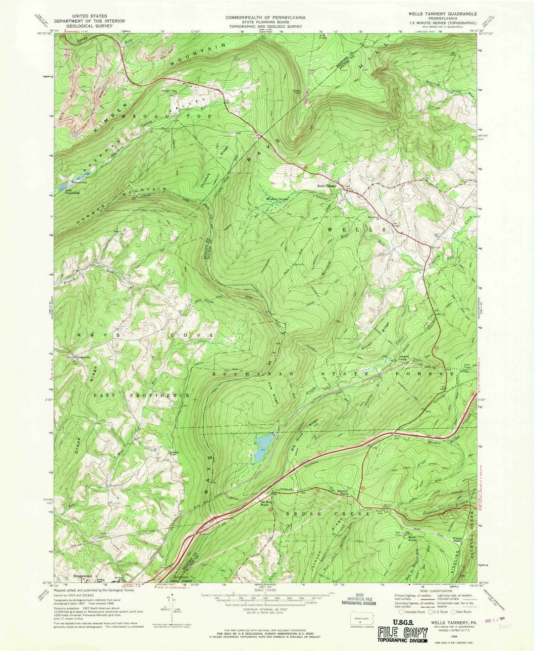 1968 Wells Tannery, PA - Pennsylvania - USGS Topographic Map