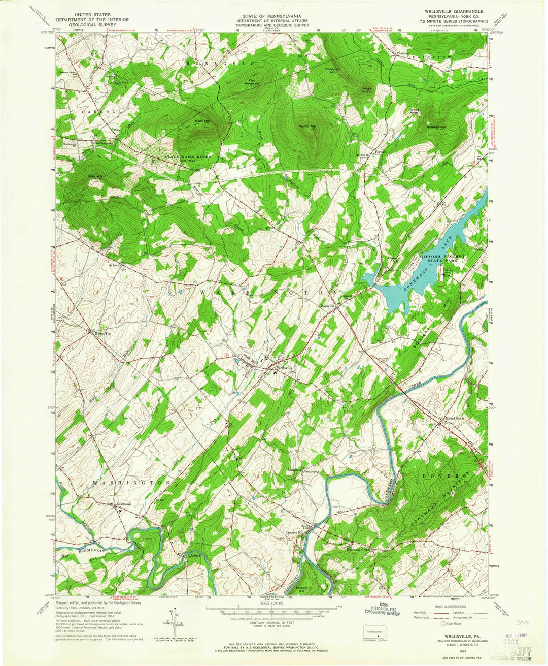 1963 Wellsville, PA - Pennsylvania - USGS Topographic Map