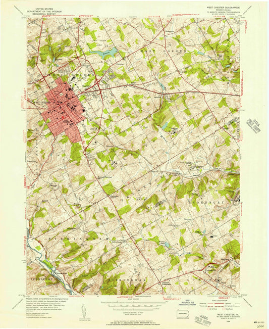1954 West Chester, PA - Pennsylvania - USGS Topographic Map