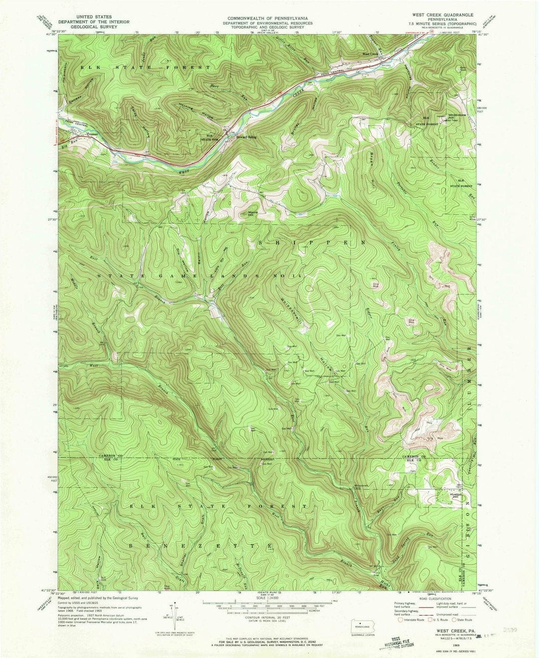 1969 West Creek, PA - Pennsylvania - USGS Topographic Map