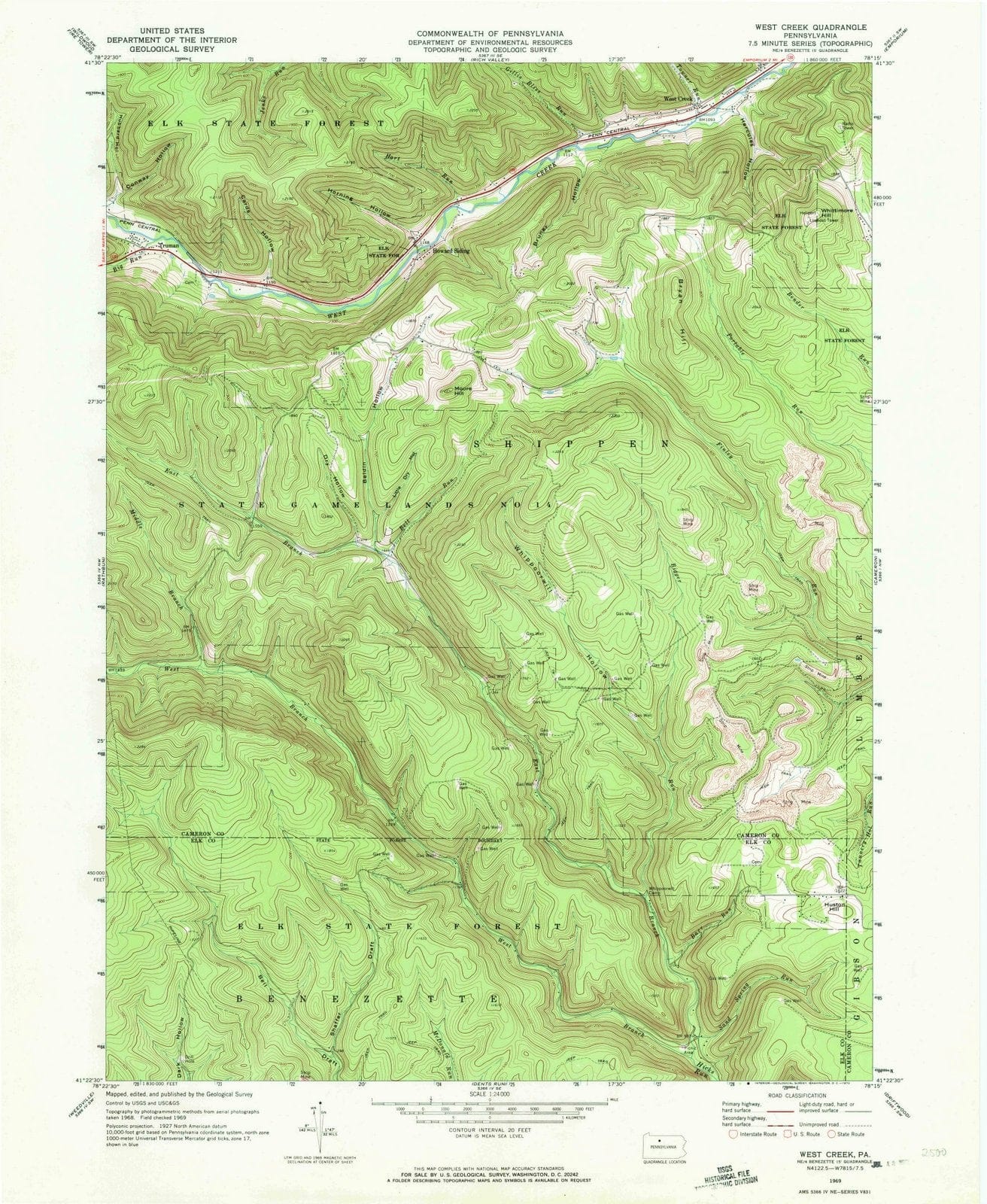 1969 West Creek, PA - Pennsylvania - USGS Topographic Map