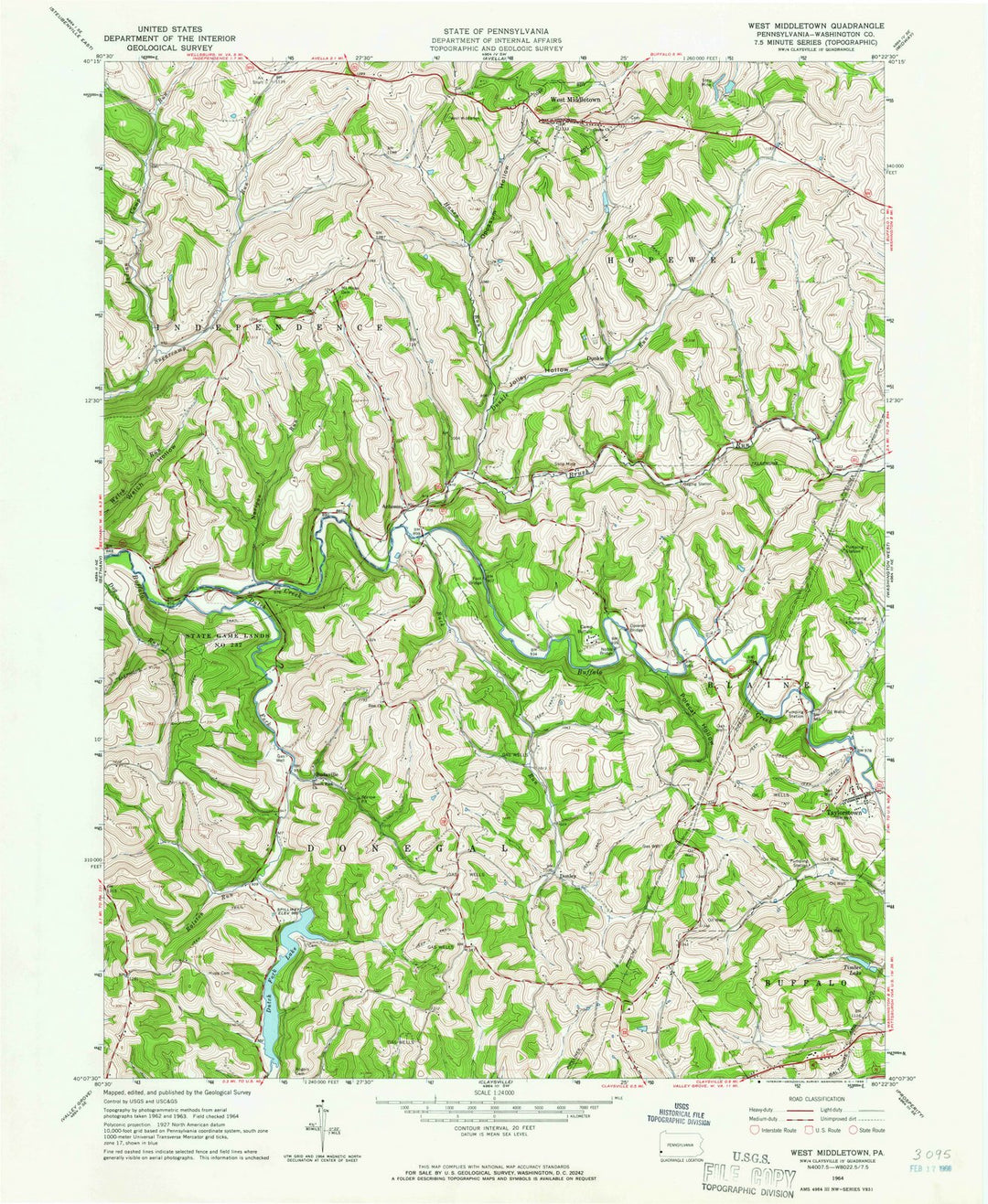 1964 West Middletown, PA - Pennsylvania - USGS Topographic Map