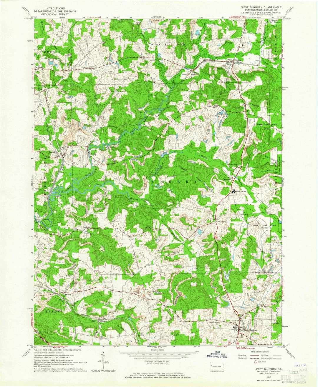 1963 West Sunbury, PA - Pennsylvania - USGS Topographic Map