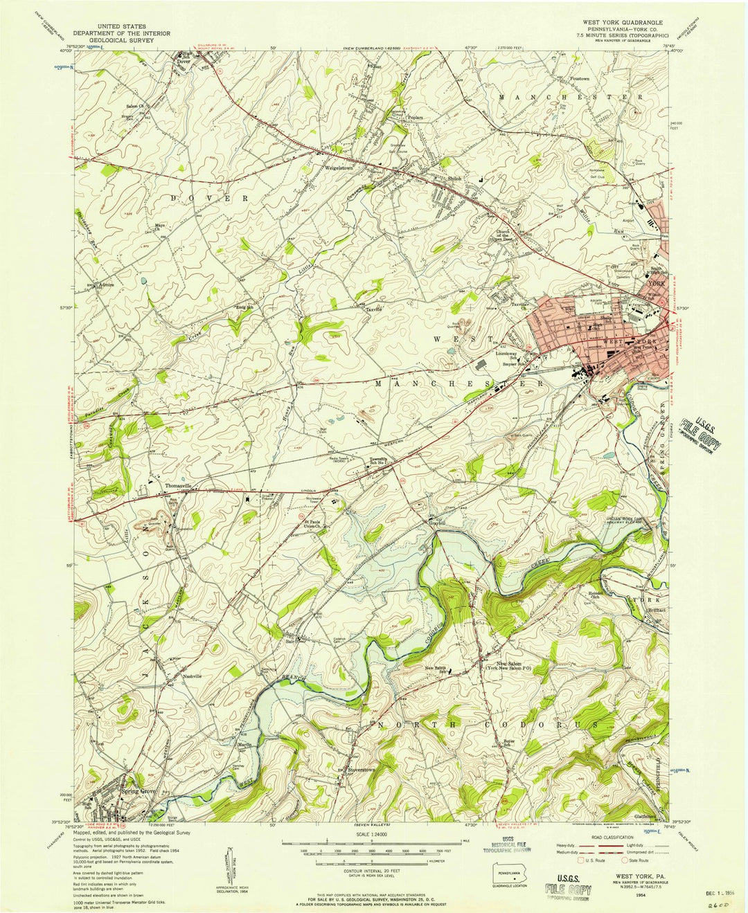 1954 West York, PA - Pennsylvania - USGS Topographic Map