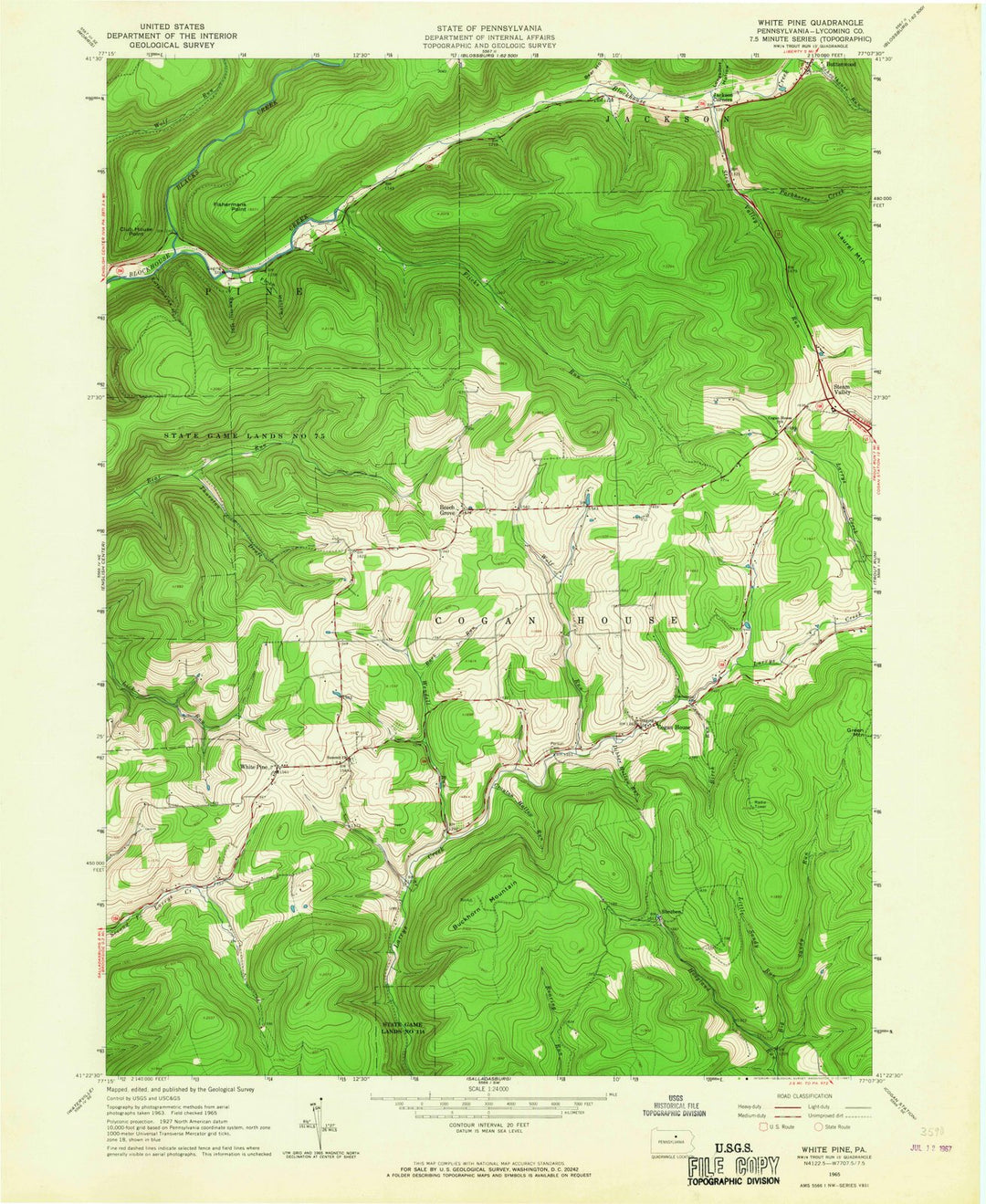 1965 Pine, PA - Pennsylvania - USGS Topographic Map