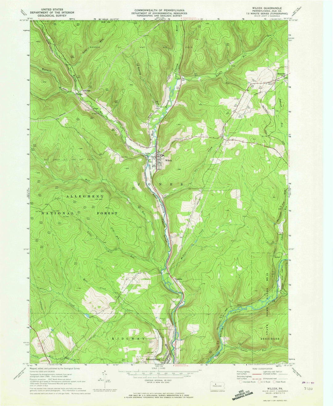 1969 Wilcox, PA - Pennsylvania - USGS Topographic Map