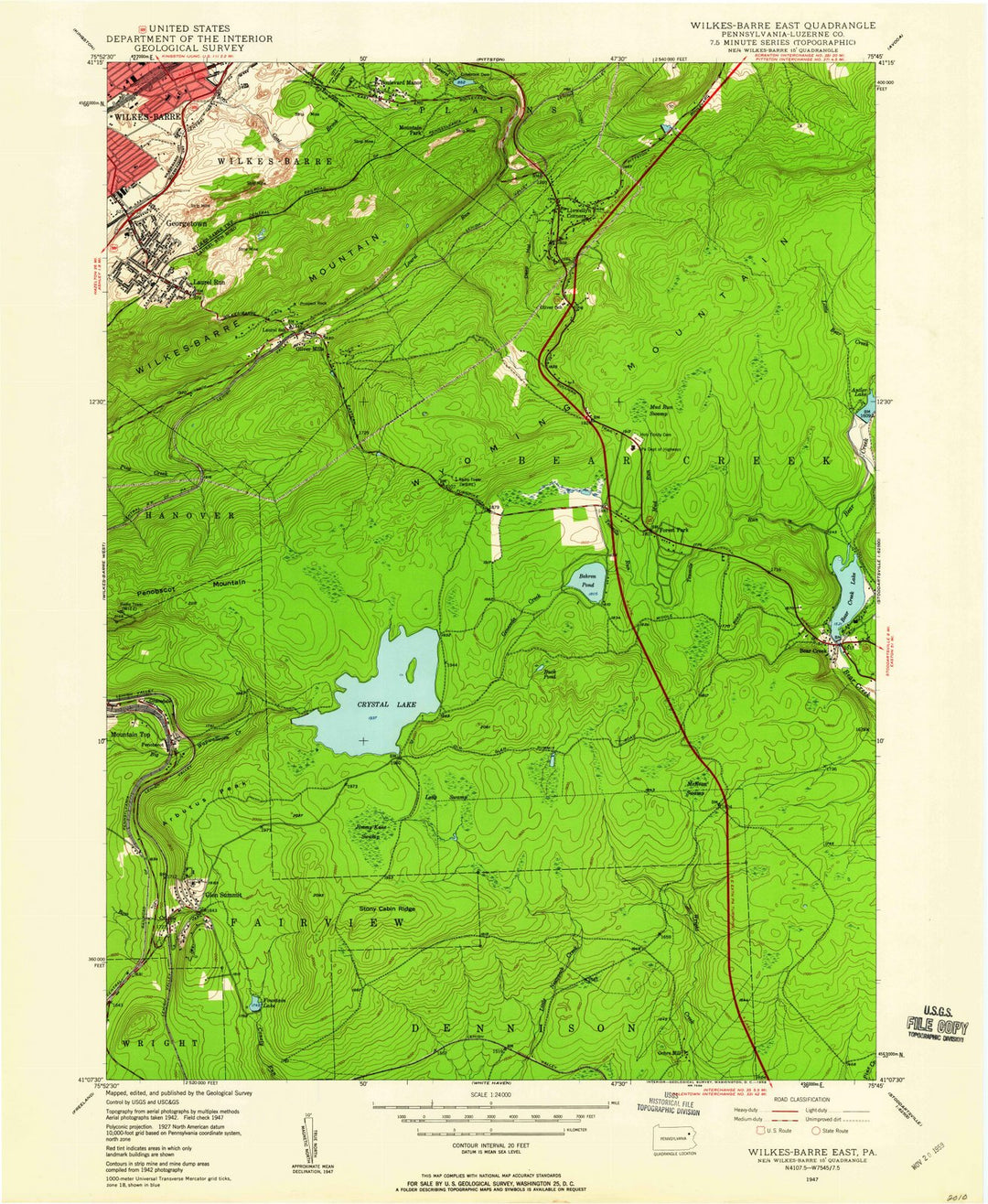1947 Wilkes, PA - Pennsylvania - USGS Topographic Map