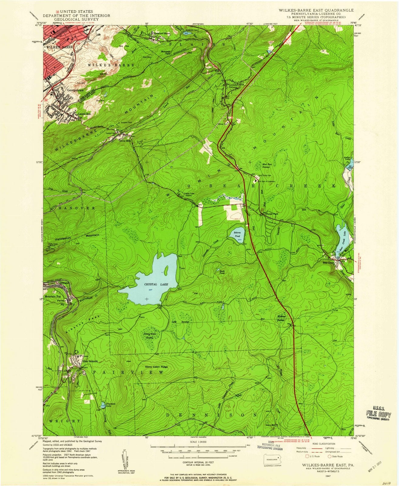 1947 Wilkes, PA - Pennsylvania - USGS Topographic Map