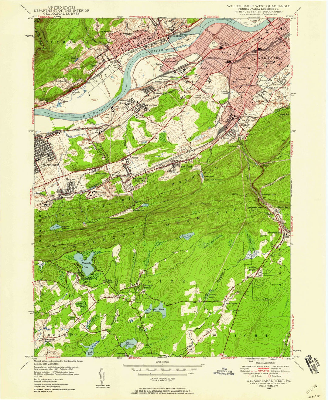1947 Wilkes, PA - Pennsylvania - USGS Topographic Map v2