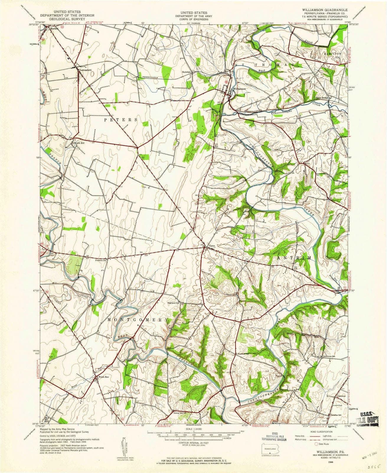 1944 Williamson, PA - Pennsylvania - USGS Topographic Map