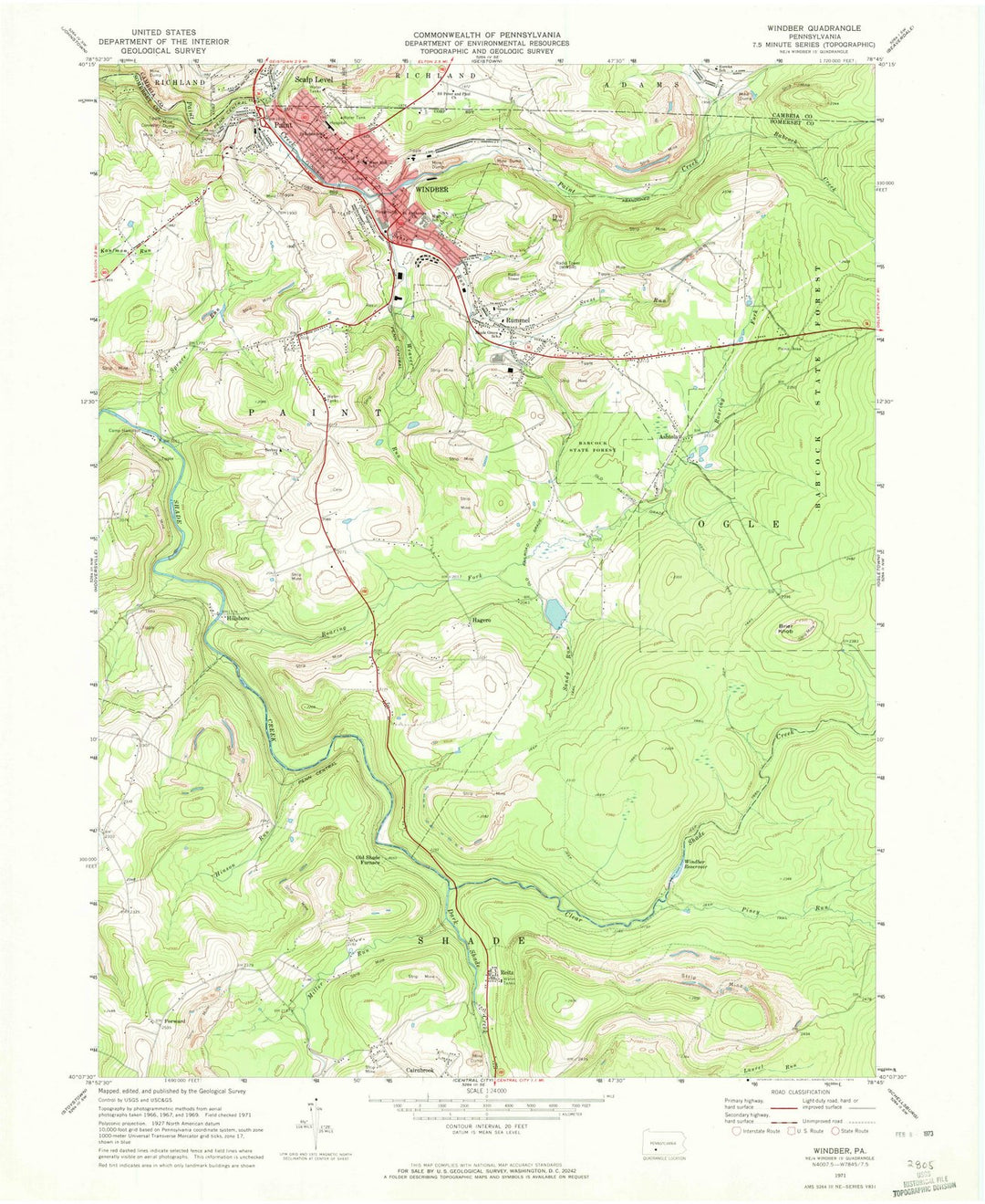 1971 Windber, PA - Pennsylvania - USGS Topographic Map