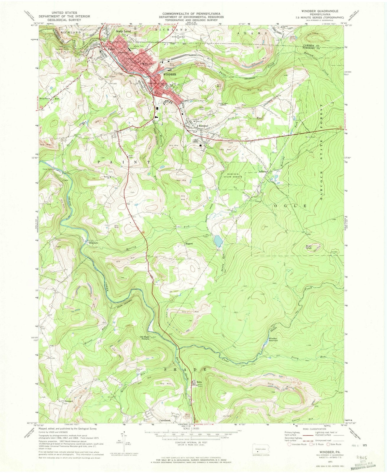 1971 Windber, PA - Pennsylvania - USGS Topographic Map