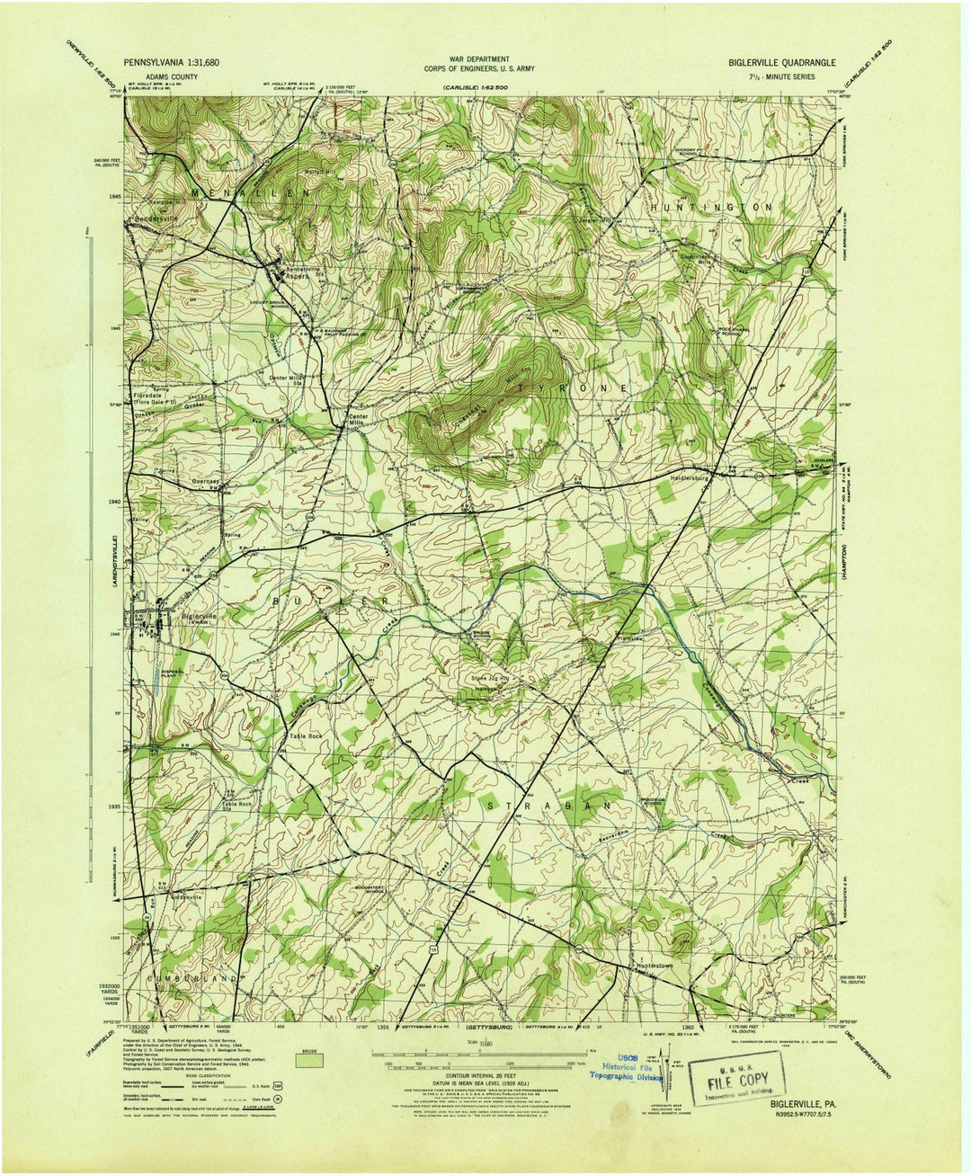 1944 Biglerville, PA - Pennsylvania - USGS Topographic Map v2