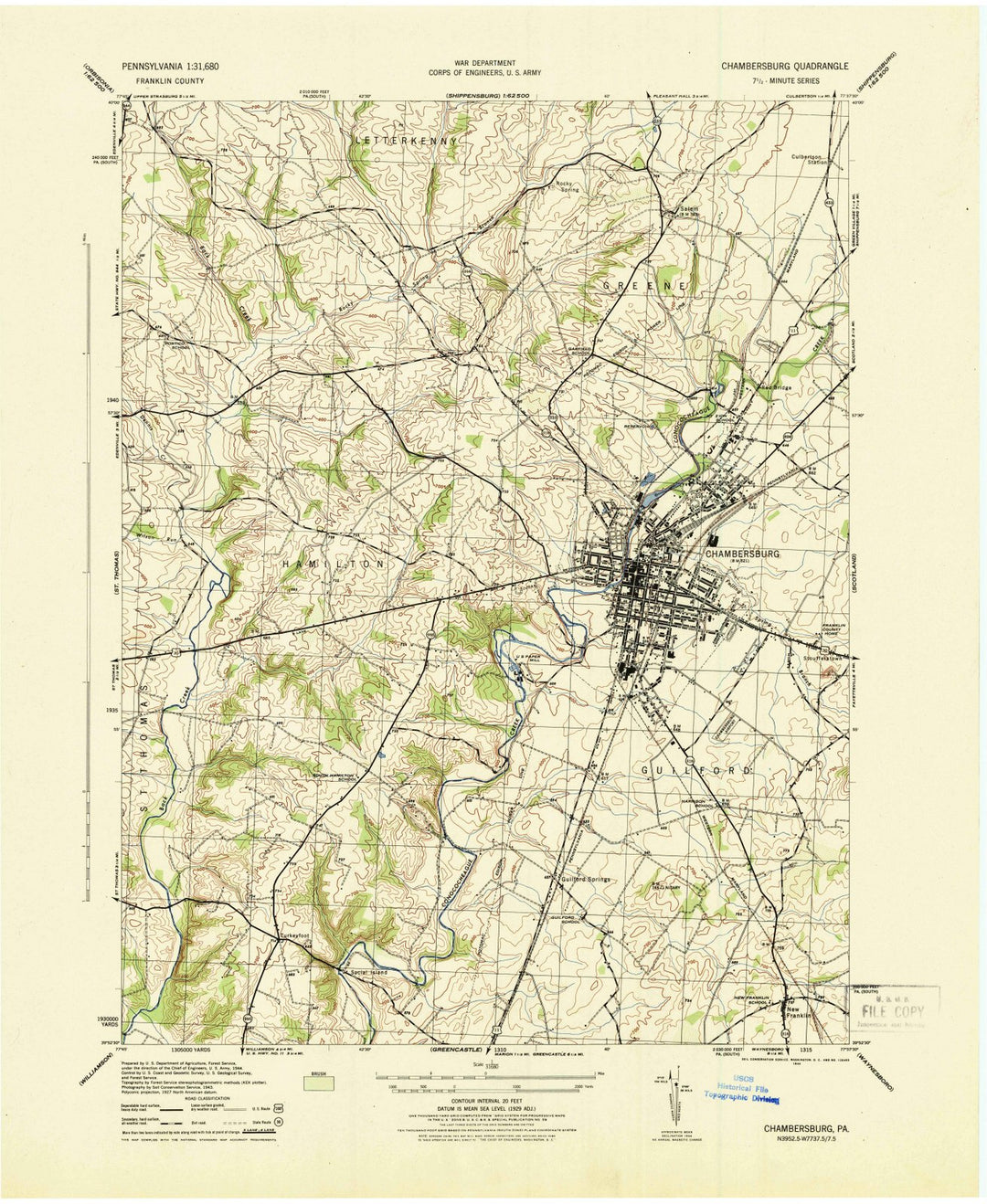 1944 Chambersburg, PA - Pennsylvania - USGS Topographic Map v2