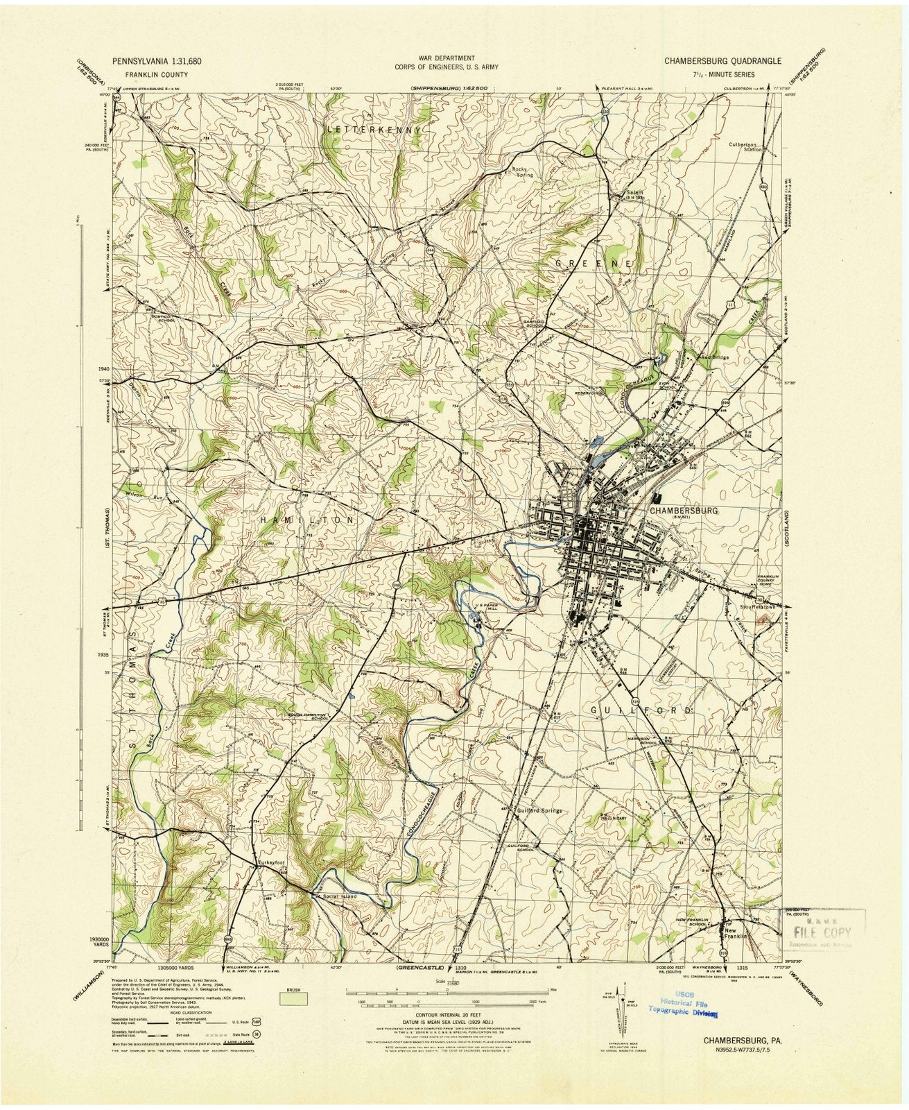 1944 Chambersburg, PA - Pennsylvania - USGS Topographic Map v2