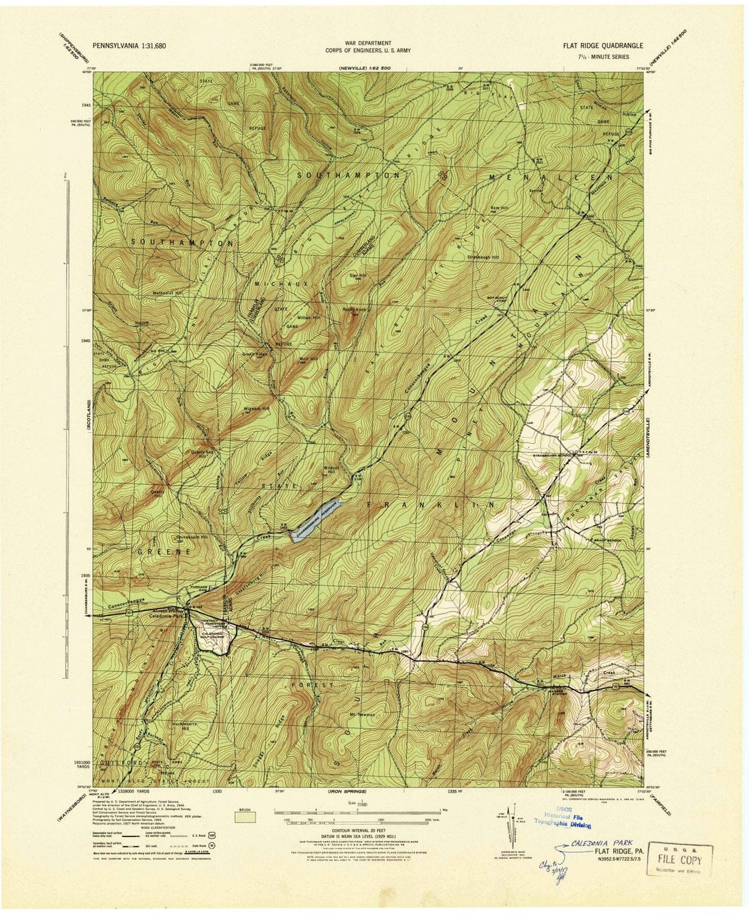 1944 Flat Ridge, PA - Pennsylvania - USGS Topographic Map