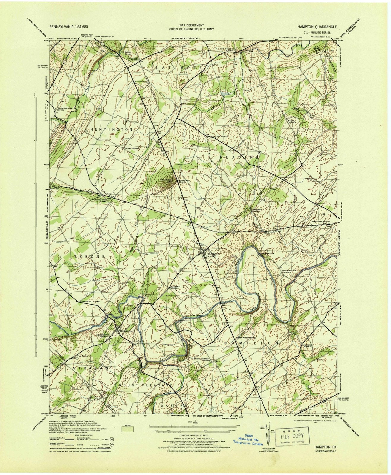 1944 Hampton, PA - Pennsylvania - USGS Topographic Map v2
