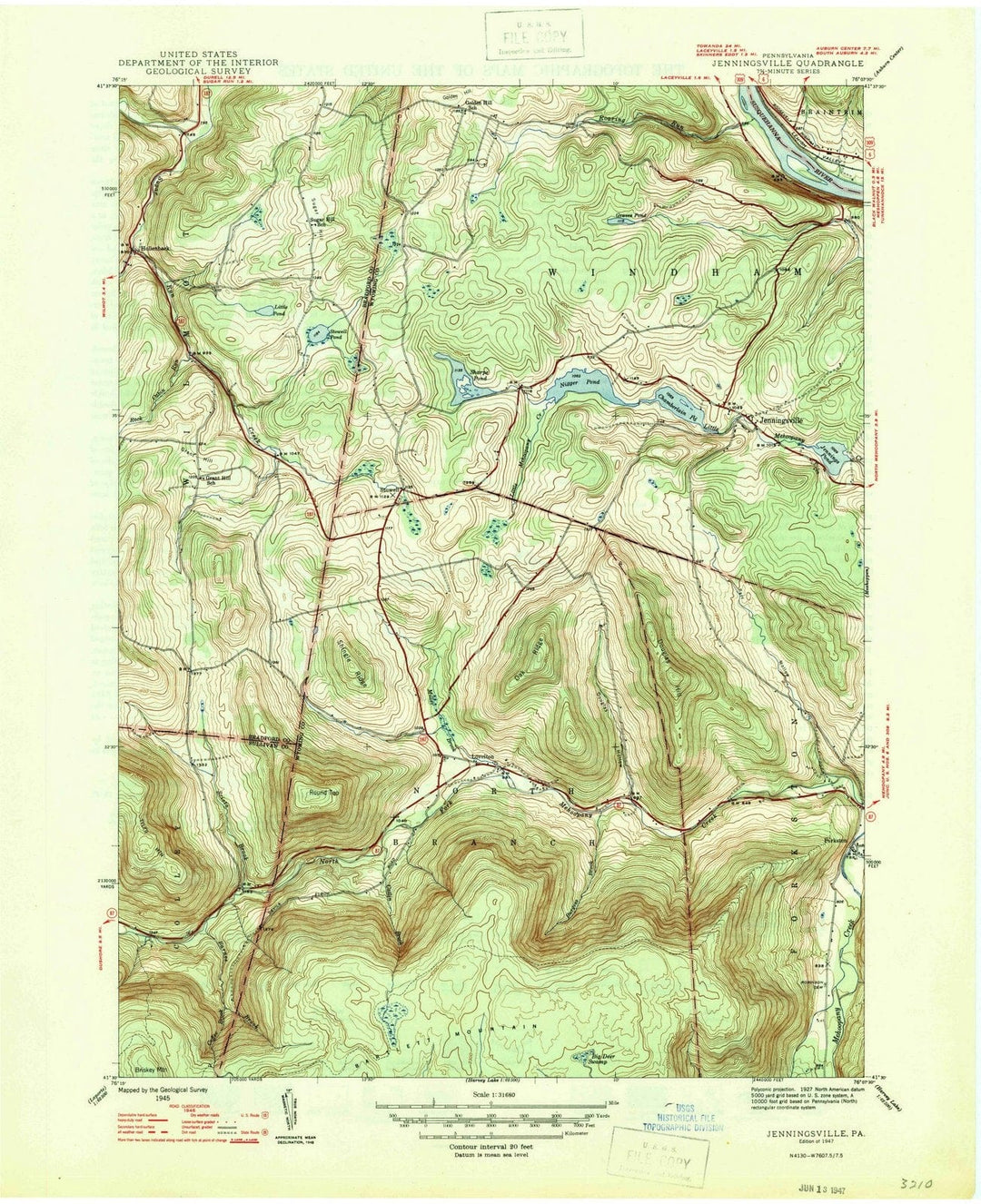 1947 Jenningsville, PA - Pennsylvania - USGS Topographic Map