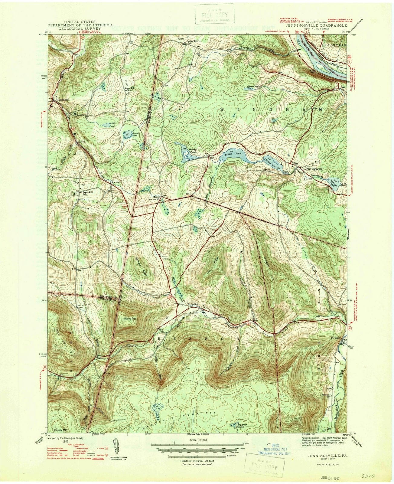 1947 Jenningsville, PA - Pennsylvania - USGS Topographic Map