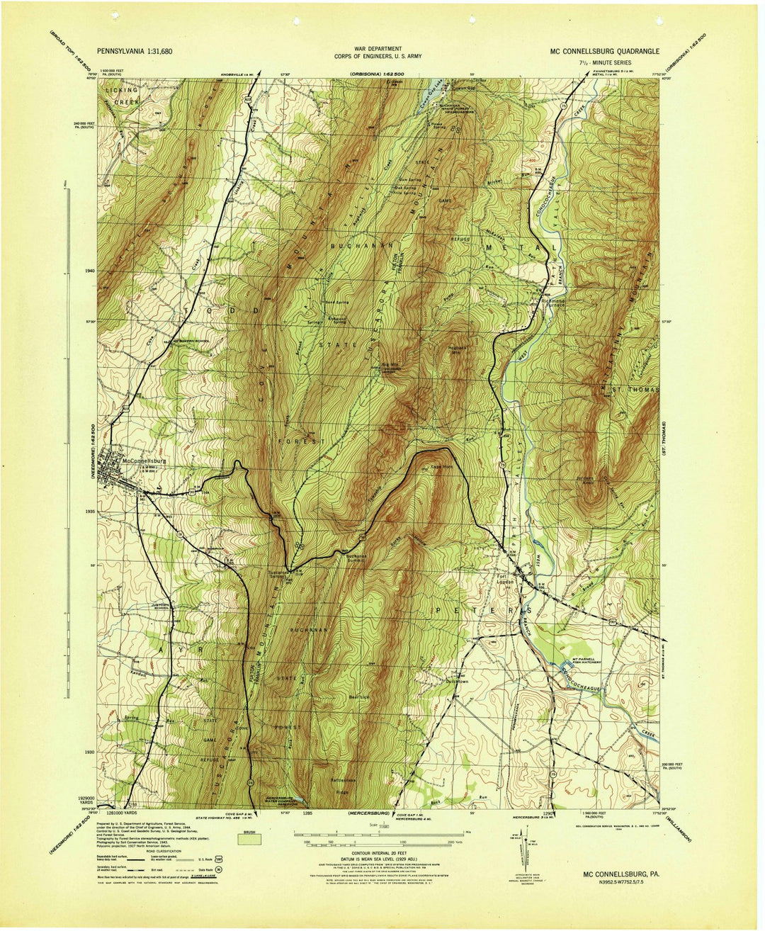 1944 Mc Connellsburg, PA - Pennsylvania - USGS Topographic Map v2