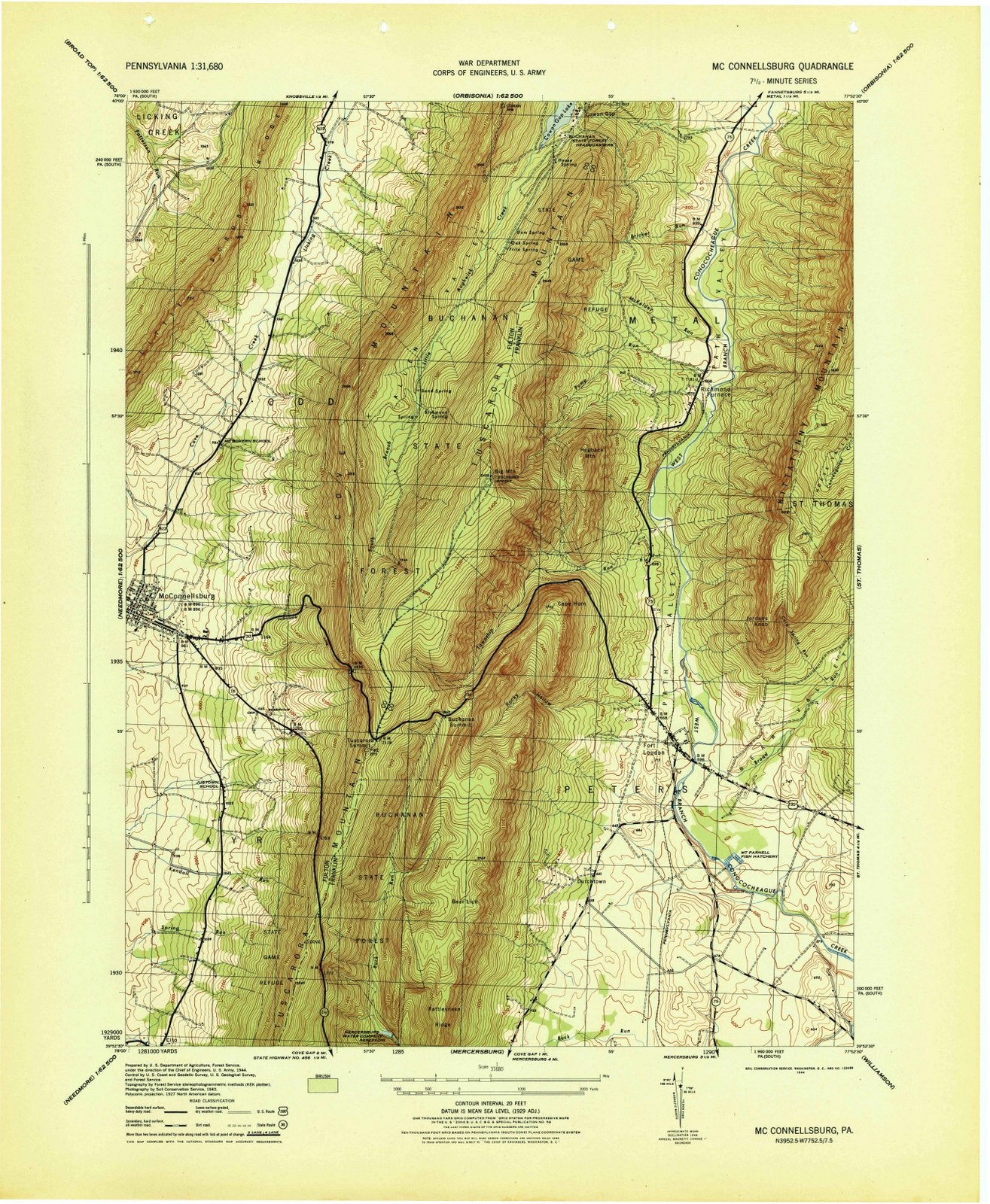 1944 Mc Connellsburg, PA - Pennsylvania - USGS Topographic Map v2