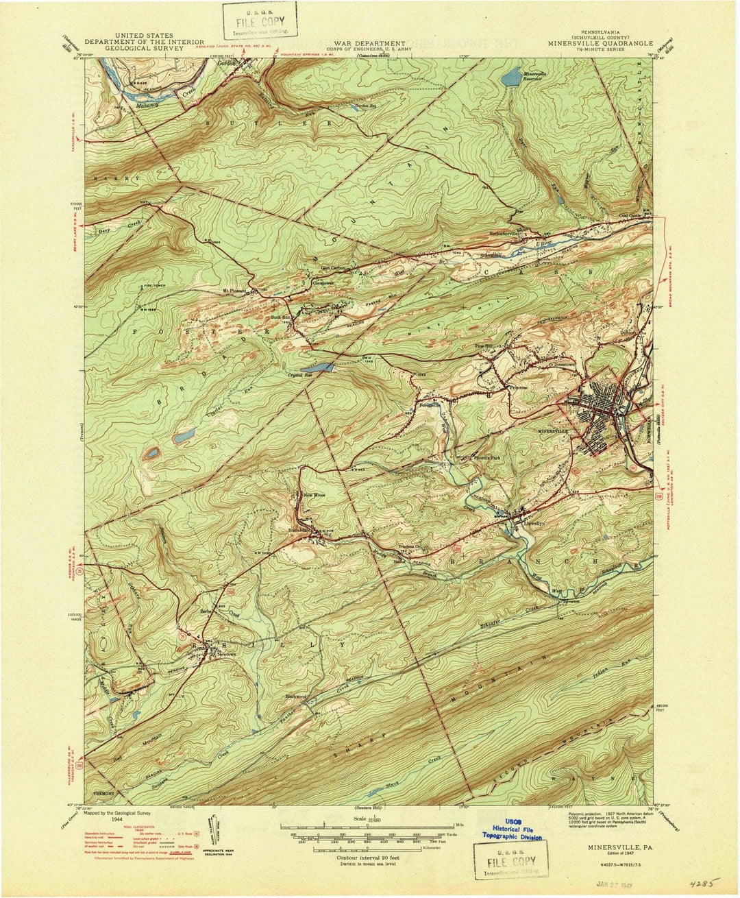 1947 Minersville, PA - Pennsylvania - USGS Topographic Map